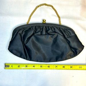 Black satin clutch bag